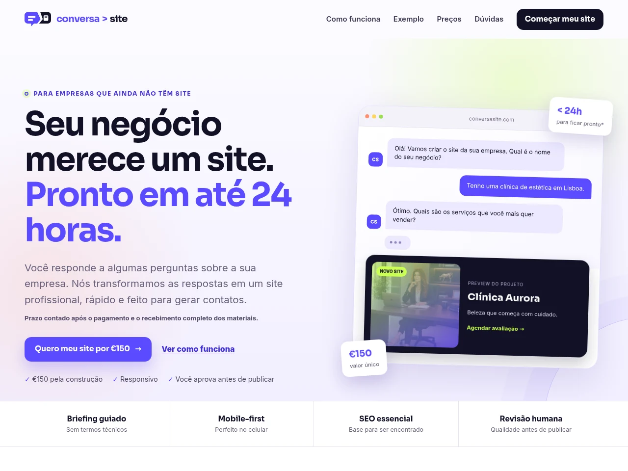 Captura da página inicial do Conversa Site
